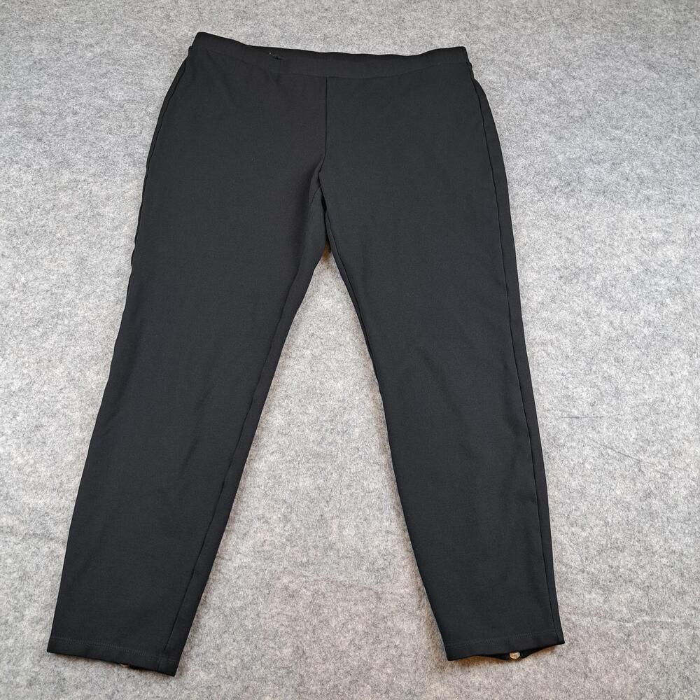 Eileen Fisher Pants Womens Medium Black Ankle Zip Pull On Rayon Stretch Knit